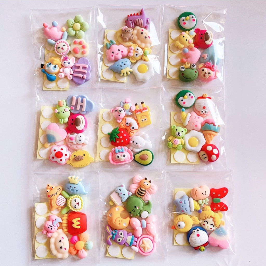 1 Set 4 sticker 3D, charm 3D kèm keo silicon trang trí sổ tay điện thoại, bình nước, dễ thương cute, sticker dán | Shopee Việt Nam