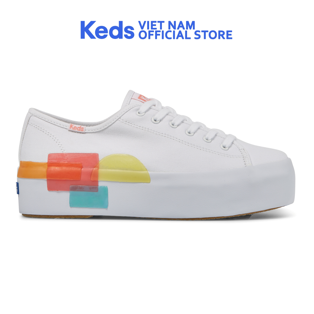 Giày Keds Nữ- Triple Up Canvas Blocked Rubber White- KD066390