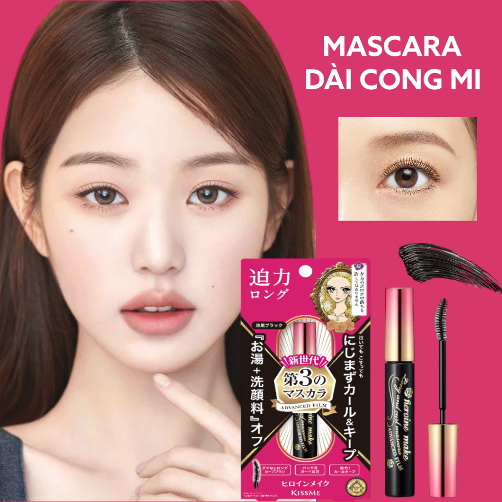 Mascara Kissme Heroine Make Chống Trôi Giúp Nâng Cong Và Dài Mi (6g)