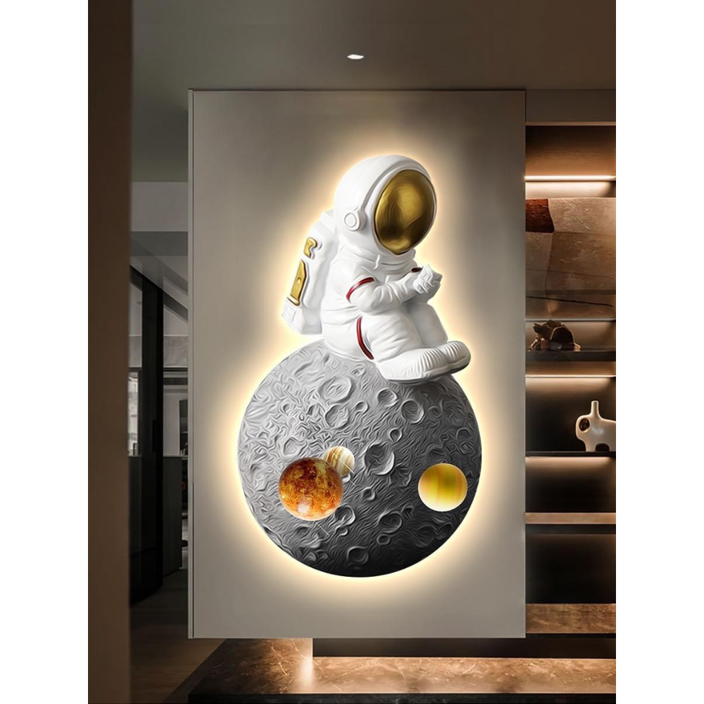 Tranh 3D Cắt LED Phi Hành Gia Treo Tường Tráng Gương Trang Trí Phòng Khách, Quán Cà Phê Hiện Đại OHA Decor