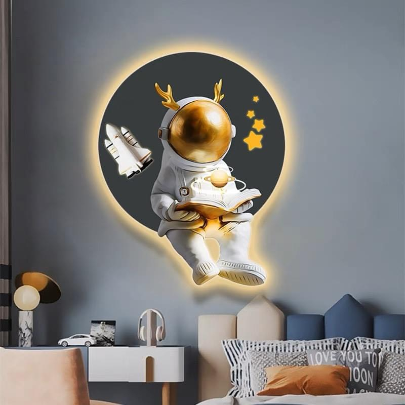 Tranh 3D Cắt LED Phi Hành Gia Treo Tường Tráng Gương Trang Trí Phòng Khách, Quán Cà Phê Hiện Đại OHA Decor