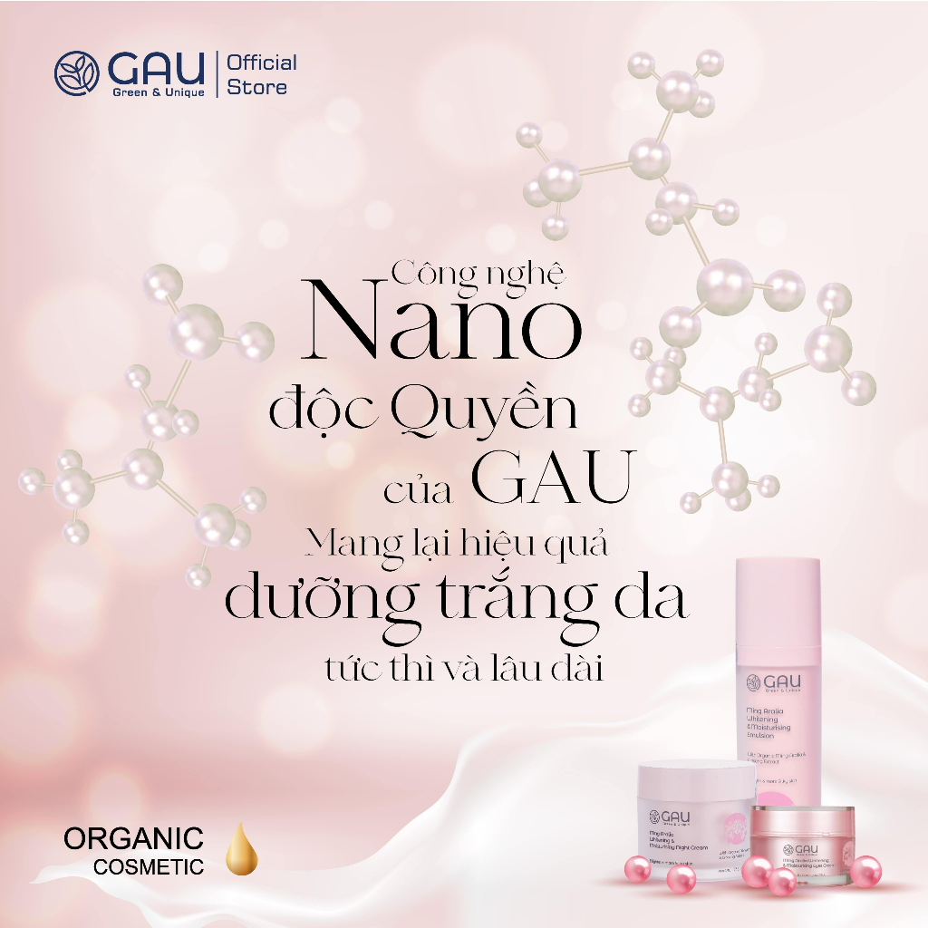 Kem Dưỡng Cream Trắng mịn, Giảm Nám, Chính hãng GAU Tự nhiên từ Saponin Nhân Sâm giàu Vitamin C, E