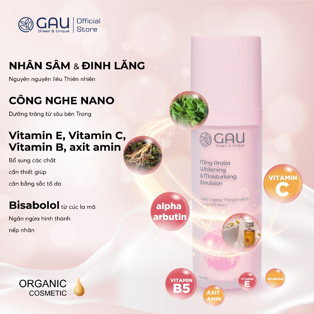 Kem Dưỡng Da GAU Trắng Mịn Giảm Nám Xóa Đốm Thâm Căng Mịn Cấp Ẩm Ban Ngày Chống Nắng SPF 35++ 100ml