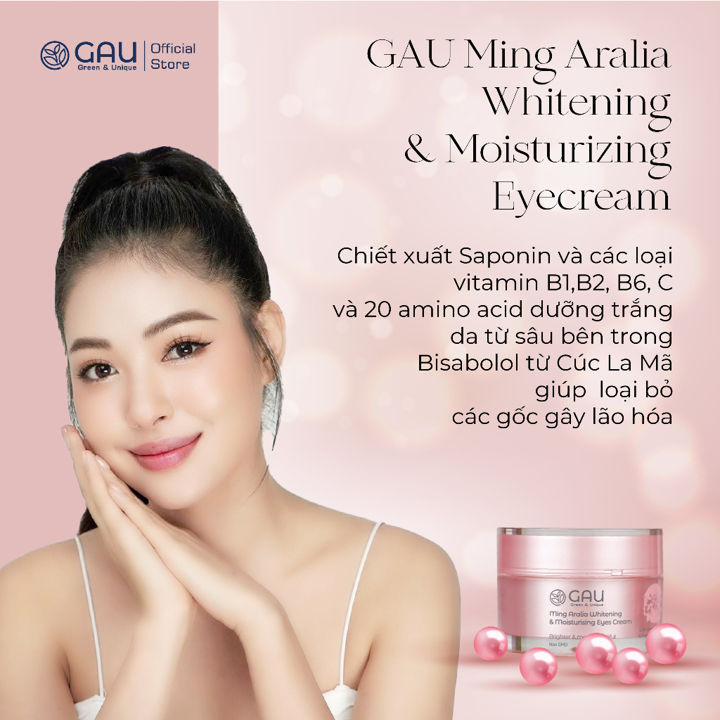 Kem Dưỡng Chống Nhăn Vùng Mắt Giảm Quầng Thâm Tự nhiên GAU Eyecream Cho Đôi mắt Sáng Rạng rỡ 15ml