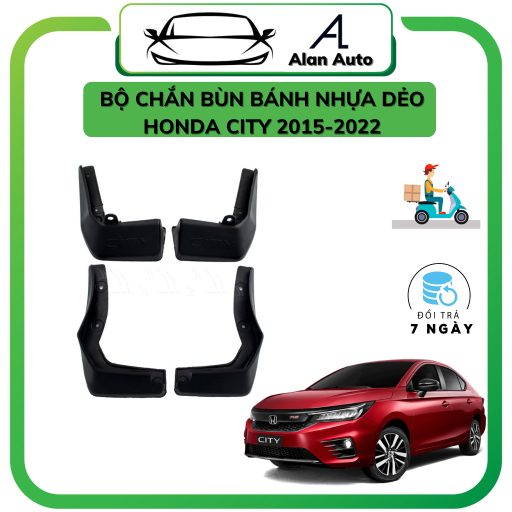 Bộ chắn bùn bánh xe Honda City 2015-2021, nhựa dẻo bền bỉ, bộ 4 bánh