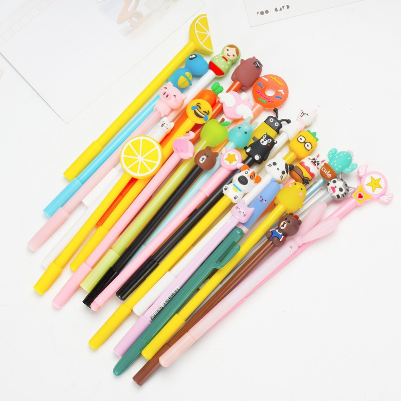 Bút bi nước mực gel màu đen HAKI nhiều mẫu hoạt hình dễ thương cute giá rẻ