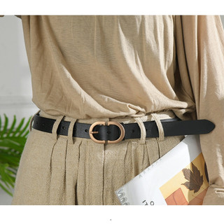 Thắt lưng da bò chữ D mặt vàng trang nhã, dây nịt da thật bản 2.8cm cho nam nữ bảo hành 1 đổi 1