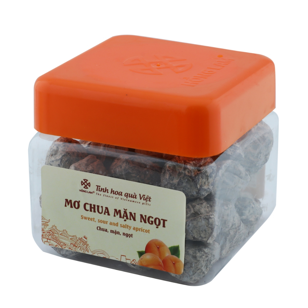 Ảnh Ô mai (xí muội) mơ chua mặn ngọt Hồng Lam, dạng hộp. Có vị chua, mặn, ngọt 1