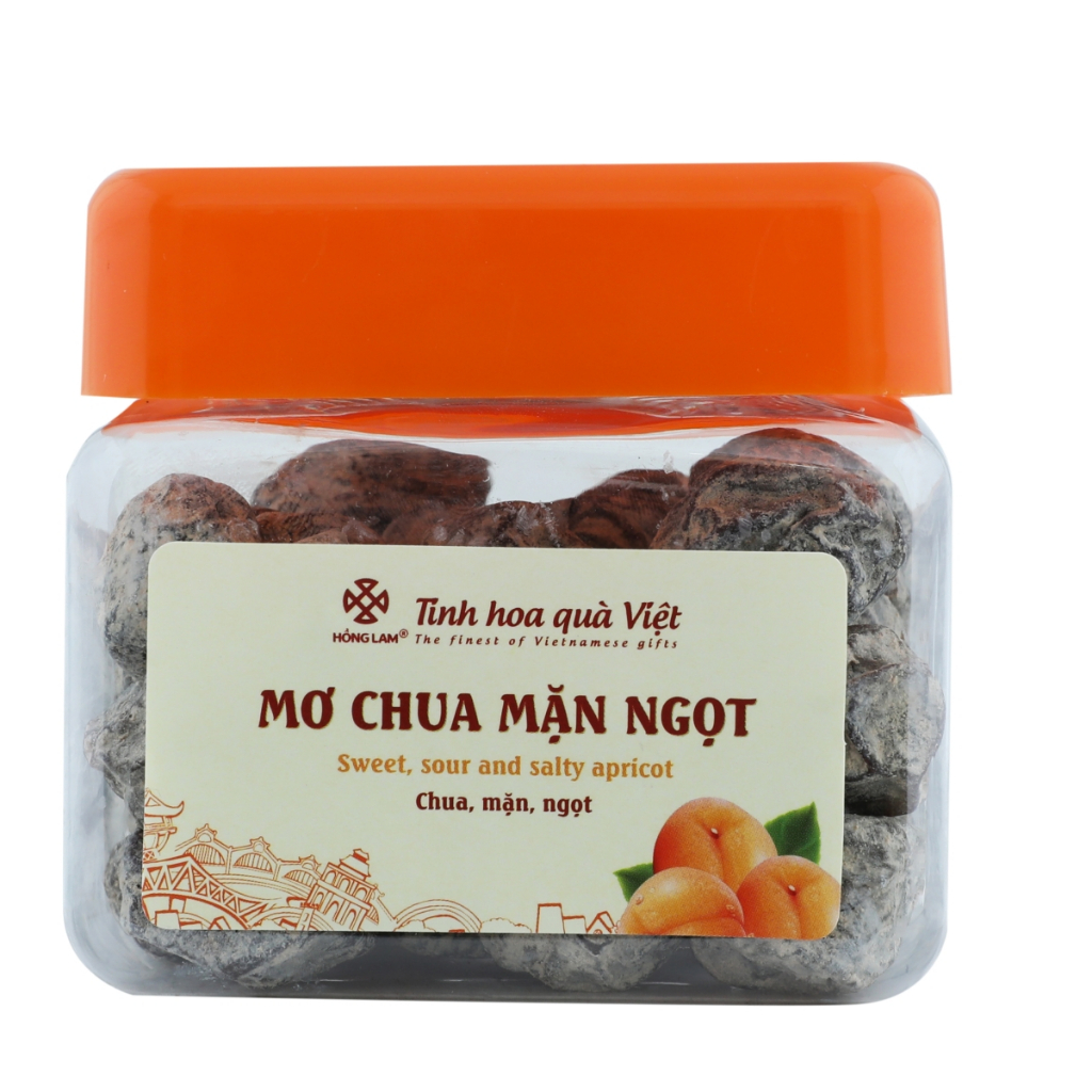Ảnh Ô mai (xí muội) mơ chua mặn ngọt Hồng Lam, dạng hộp. Có vị chua, mặn, ngọt 2