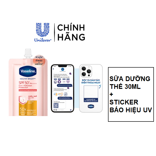 [HB Gift ] Vaseline 50x Serum chống nắng cơ thể SPF50 + dưỡng da sáng ...