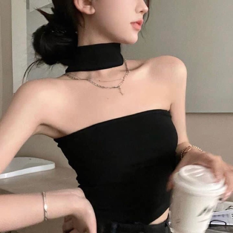 Áo yếm cổ lọ CÓ MÚT NGỰC  - áo kiểu hở ngực sexy chất thun ôm mát A103 | BigBuy360 - bigbuy360.vn