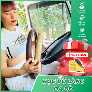 Bọc Vô lăng xe ô tô Da bò nguyên miếng đủ size xe con, xe tải cầm êm tay