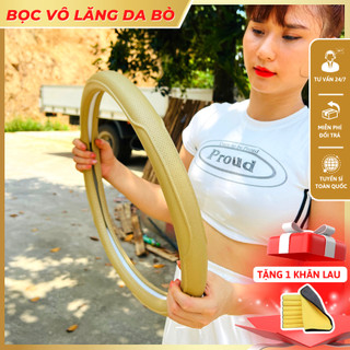 Bọc Vô lăng xe ô tô Da bò nguyên miếng đủ size xe con, xe tải cầm êm tay