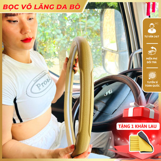 Bọc Vô lăng xe ô tô Da bò nguyên miếng đủ size xe con, xe tải cầm êm tay