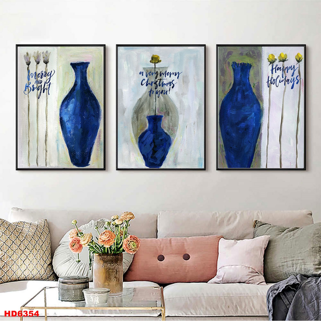 Bộ 3 Tranh Canvas Hiện Đại Có Viền Treo Tường Làm Mới Phòng Khách Xưởng Giá Rẻ