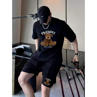 Bộ Thể Thao Hè Hình Gấu 5D FRENDLY Tay Ngắn Fom Đứng Nam Nữ, Chất Liệu Cotton Khô Mềm Mịn Thấm Hút Mồ Hôi Siêu Tốt