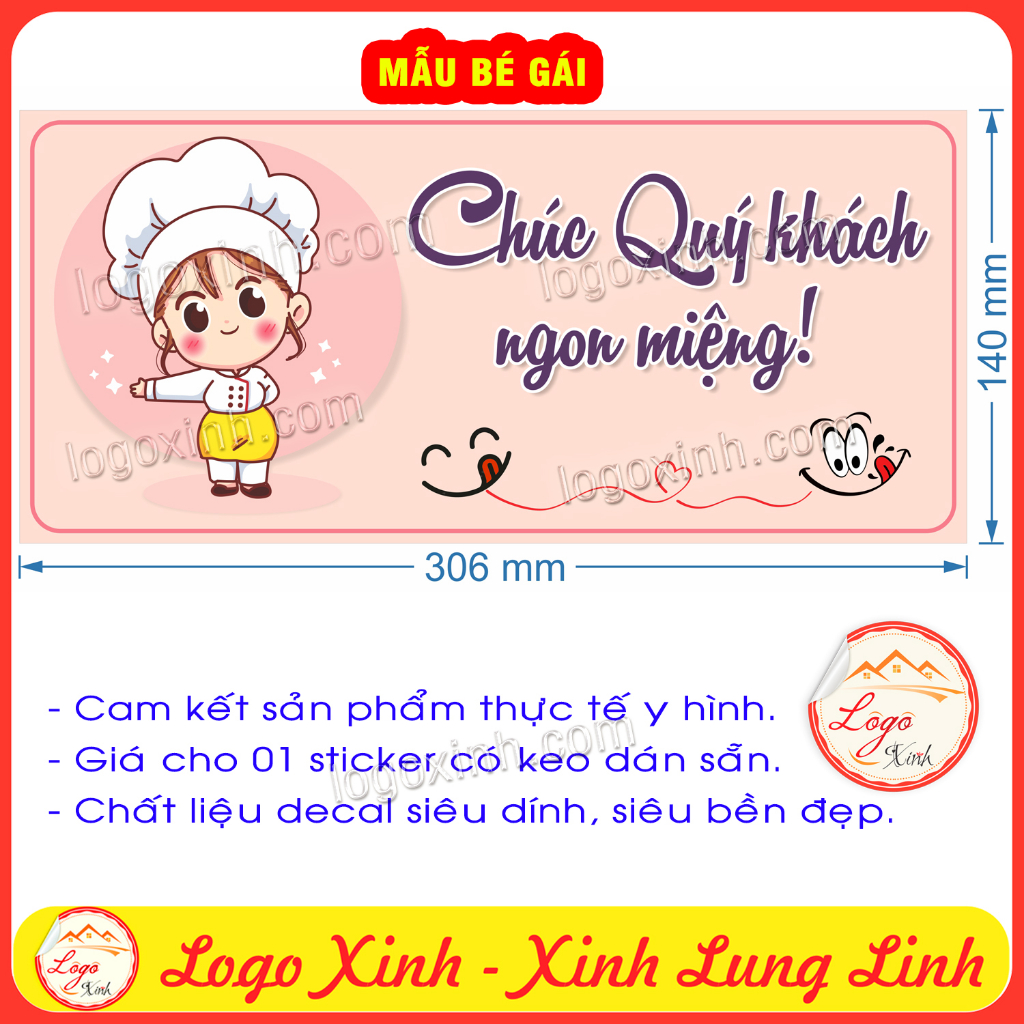 01 Logo Tem Sticker Chúc Quý Khách Ngon Miệng Dùng Cho Nhà Hàng, Quán ...