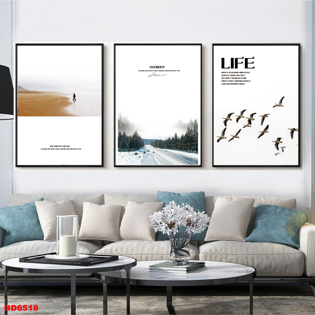 Bộ 3 Tranh Canvas Có Viền Hiện Đại Chủ Đề Thiên Nhiên Trang Trí Phòng Khách Xưởng Giá Rẻ