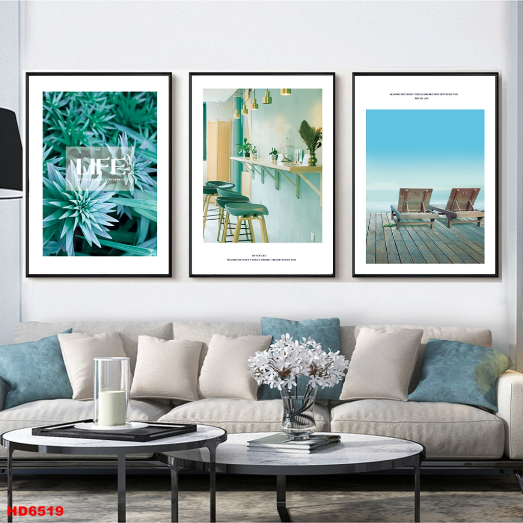 Bộ 3 Tranh Canvas Có Viền Hiện Đại Chủ Đề Thiên Nhiên Trang Trí Phòng Khách Xưởng Giá Rẻ