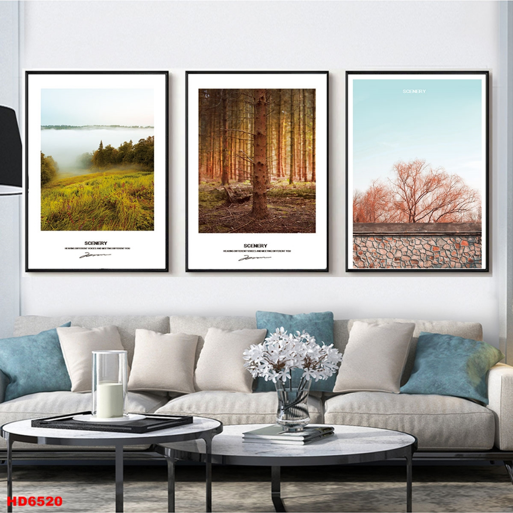 Bộ 3 Tranh Canvas Có Viền Hiện Đại Chủ Đề Thiên Nhiên Trang Trí Phòng Khách Xưởng Giá Rẻ
