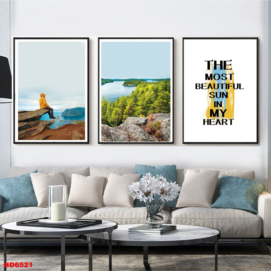 Bộ 3 Tranh Canvas Có Viền Hiện Đại Chủ Đề Thiên Nhiên Trang Trí Phòng Khách Xưởng Giá Rẻ