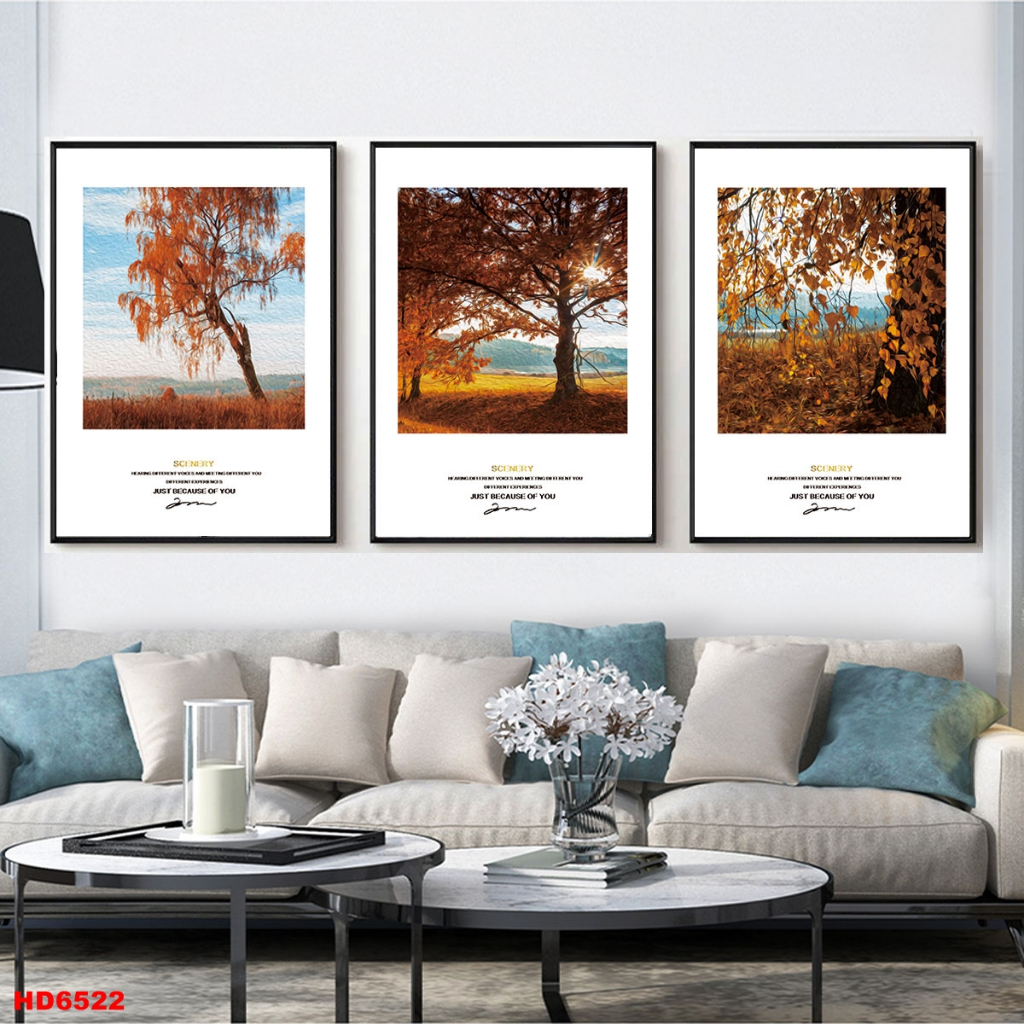 Bộ 3 Tranh Canvas Có Viền Hiện Đại Chủ Đề Thiên Nhiên Trang Trí Phòng Khách Xưởng Giá Rẻ