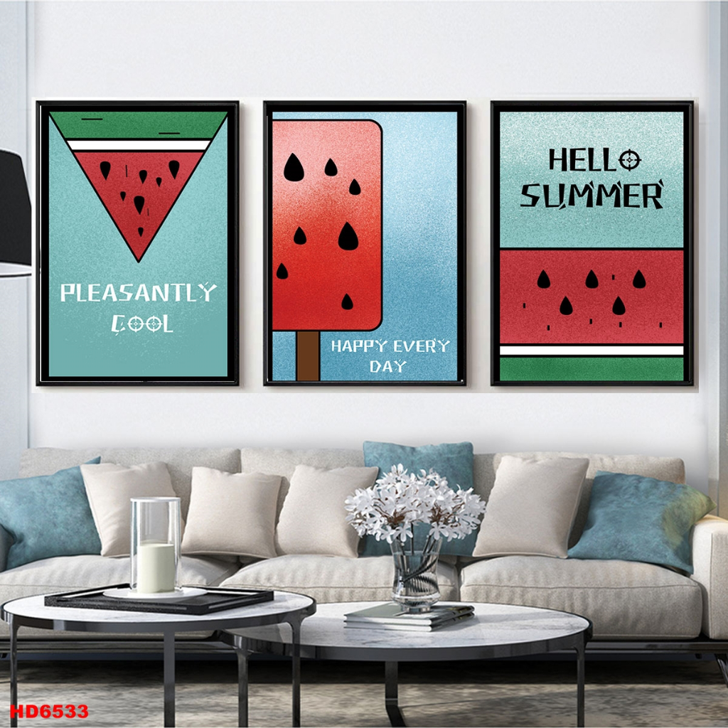 Bộ 3 Tranh Canvas Có Viền Hiện Đại Nhiều Chủ Đề Trang Trí Phòng Ngủ, Nhà Bếp Xưởng Giá Rẻ