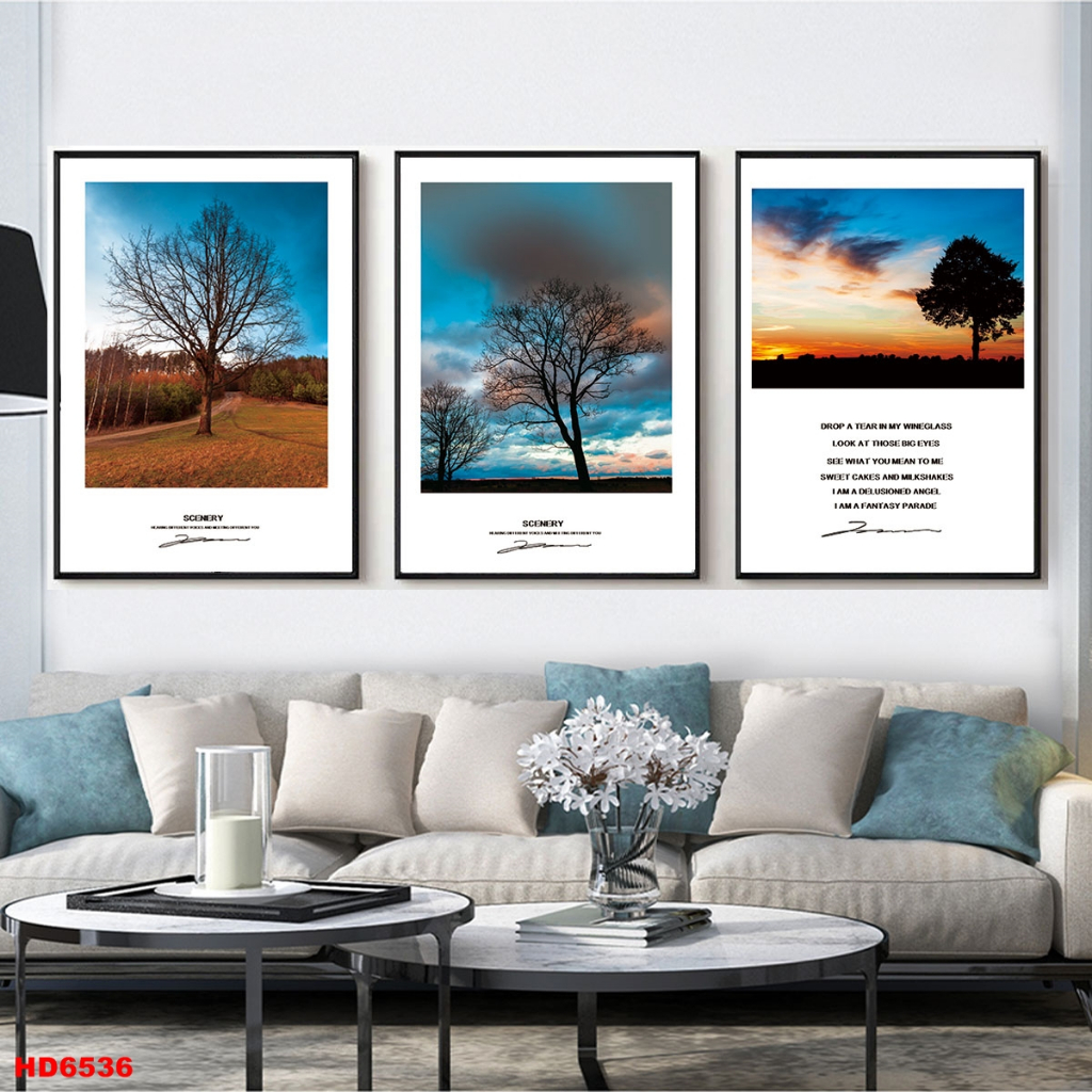 Bộ 3 Tranh Canvas Có Viền Hiện Đại Nhiều Chủ Đề Trang Trí Phòng Ngủ, Nhà Bếp Xưởng Giá Rẻ