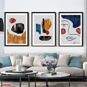 Bộ 3 Tranh Canvas Có Viền Chủ Đề Trừu Tượng Trang Trí Phong Cách Hiện Đại Xưởng Giá Rẻ