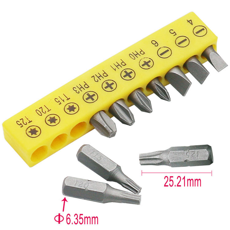 Cán tua vít lục giác 2 đầu chữ L kèm 10 đầu vít