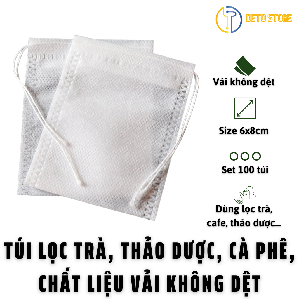 Túi Lọc Trà Chất Liệu Vải Không Dệt Chuẩn Thực Phẩm, Kèm Dây Rút Nhiều Size Có Tách Lẻ