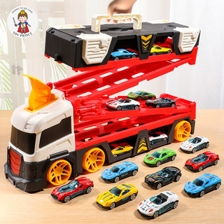 ĐỒ CHƠI XE TẢI CONTAINER CHỨA XE HOTWHEELS BIẾN HÌNH ĐƯỜNG ĐUA DÀI 150CM PHÁT NHẠC VÀ ĐÈN HIỆU ỨNG