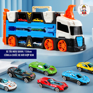 ĐỒ CHƠI XE TẢI CONTAINER CHỨA XE HOTWHEELS BIẾN HÌNH ĐƯỜNG ĐUA DÀI 150CM PHÁT NHẠC VÀ ĐÈN HIỆU ỨNG