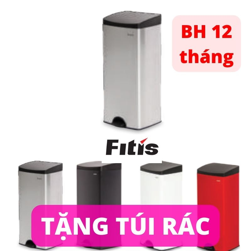 Thùng Rác INOX FITIS Cỡ Trung 22l đạp và nhấn chống bám vân tay sang ...