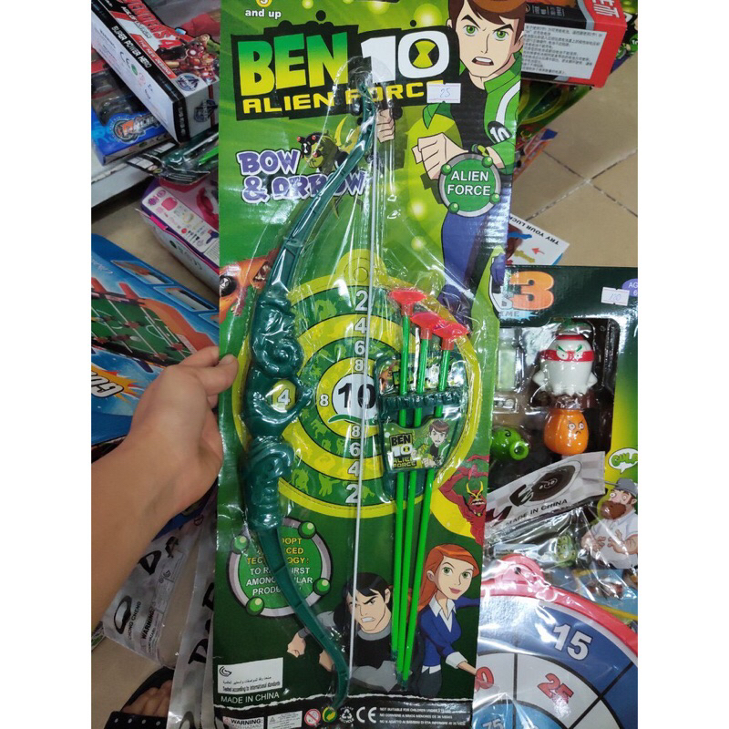 Đồ chơi cung tên bắn mũi tên nhựa hít tường ben 10