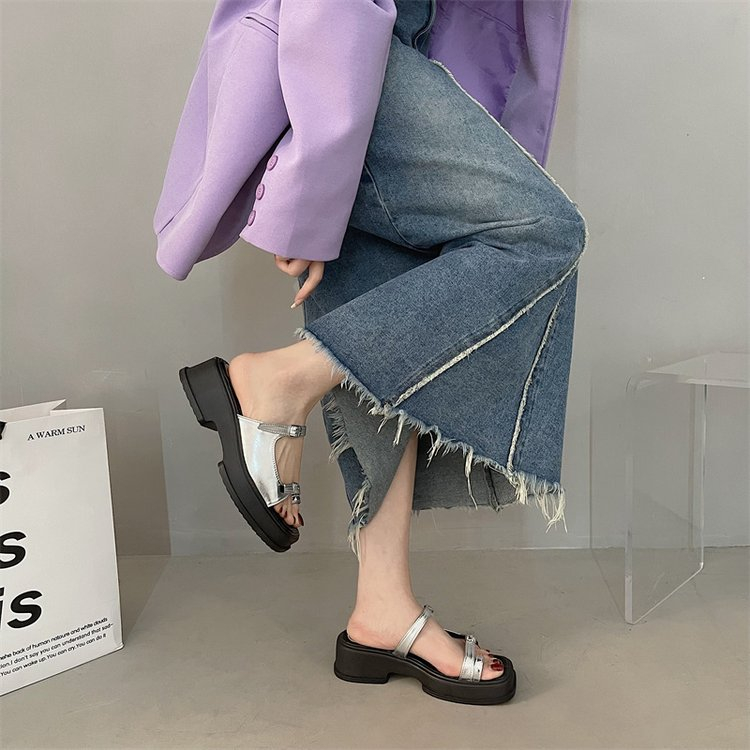 JINxCHOY SHOES Mùa hè mới nhất dày đế một chân đi xăng đan thoải mái thời trang trăm đáp thư giãn văn phòng đi dạo phố giày nữ