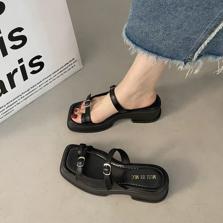JINxCHOY SHOES Mùa hè mới nhất dày đế một chân đi xăng đan thoải mái thời trang trăm đáp thư giãn văn phòng đi dạo phố giày nữ