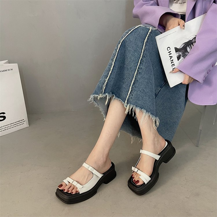 JINxCHOY SHOES Mùa hè mới nhất dày đế một chân đi xăng đan thoải mái thời trang trăm đáp thư giãn văn phòng đi dạo phố giày nữ