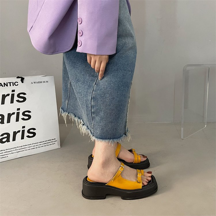JINxCHOY SHOES Mùa hè mới nhất dày đế một chân đi xăng đan thoải mái thời trang trăm đáp thư giãn văn phòng đi dạo phố giày nữ