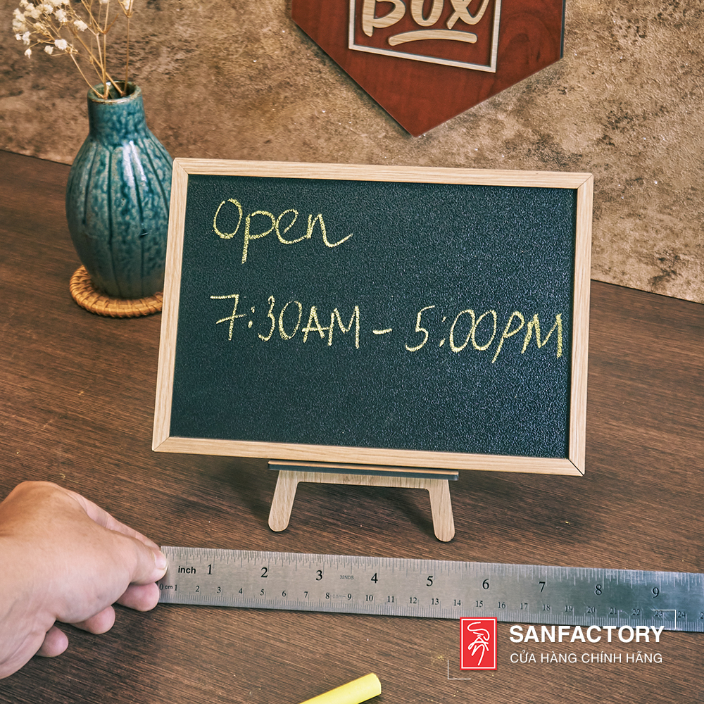 Bảng viết phấn chất liệu gỗ để bàn, để quầy ghi menu quán, viết giá thực đơn, điền thông tin