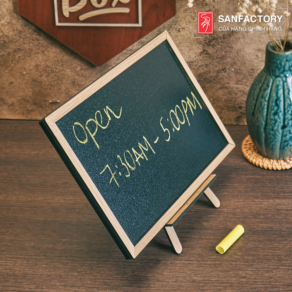 Bảng viết phấn chất liệu gỗ để bàn, để quầy ghi menu quán, viết giá thực đơn, điền thông tin