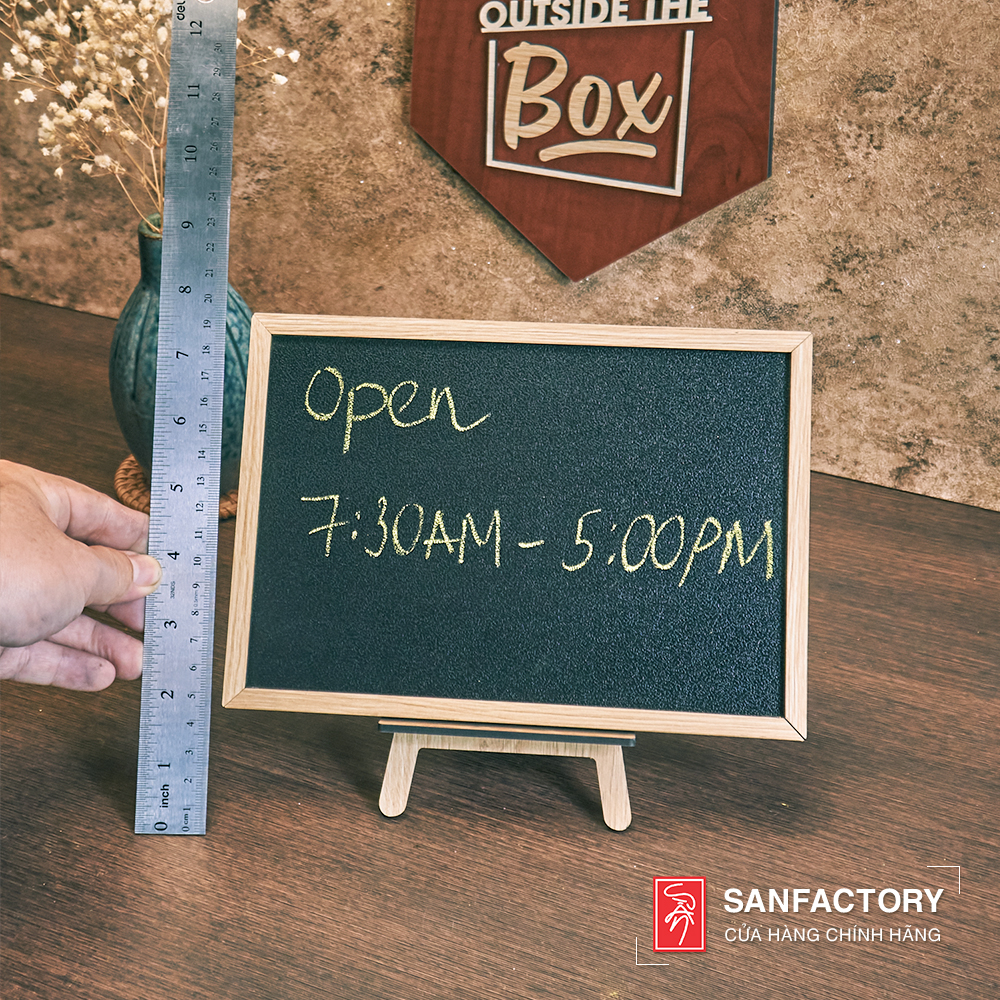 Bảng viết phấn chất liệu gỗ để bàn, để quầy ghi menu quán, viết giá thực đơn, điền thông tin