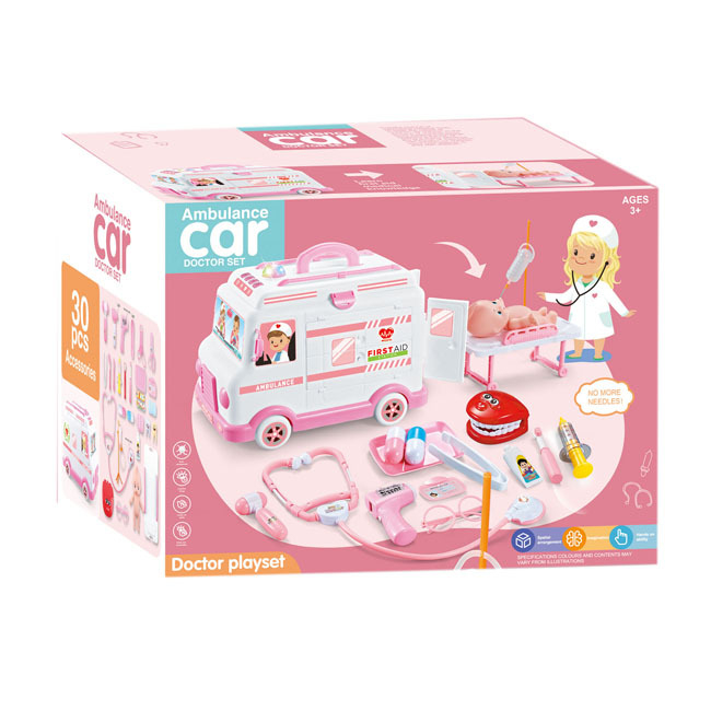 Đồ Chơi Bác Sĩ Trẻ Em Xe Ô Tô Xe Cứu Thương Có Đèn Nhạc Nhập Vai Bác Sĩ Xe Cứu Thương 30 Món-Đồ Chơi Cho Bé PUKAPI