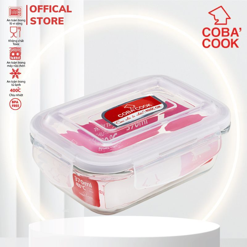 Ảnh Hộp Thủy Tinh Bảo Quản Thực Phẩm Chịu Nhiệt COBACOOK Hình Chữ Nhật- CBHL370XA 1