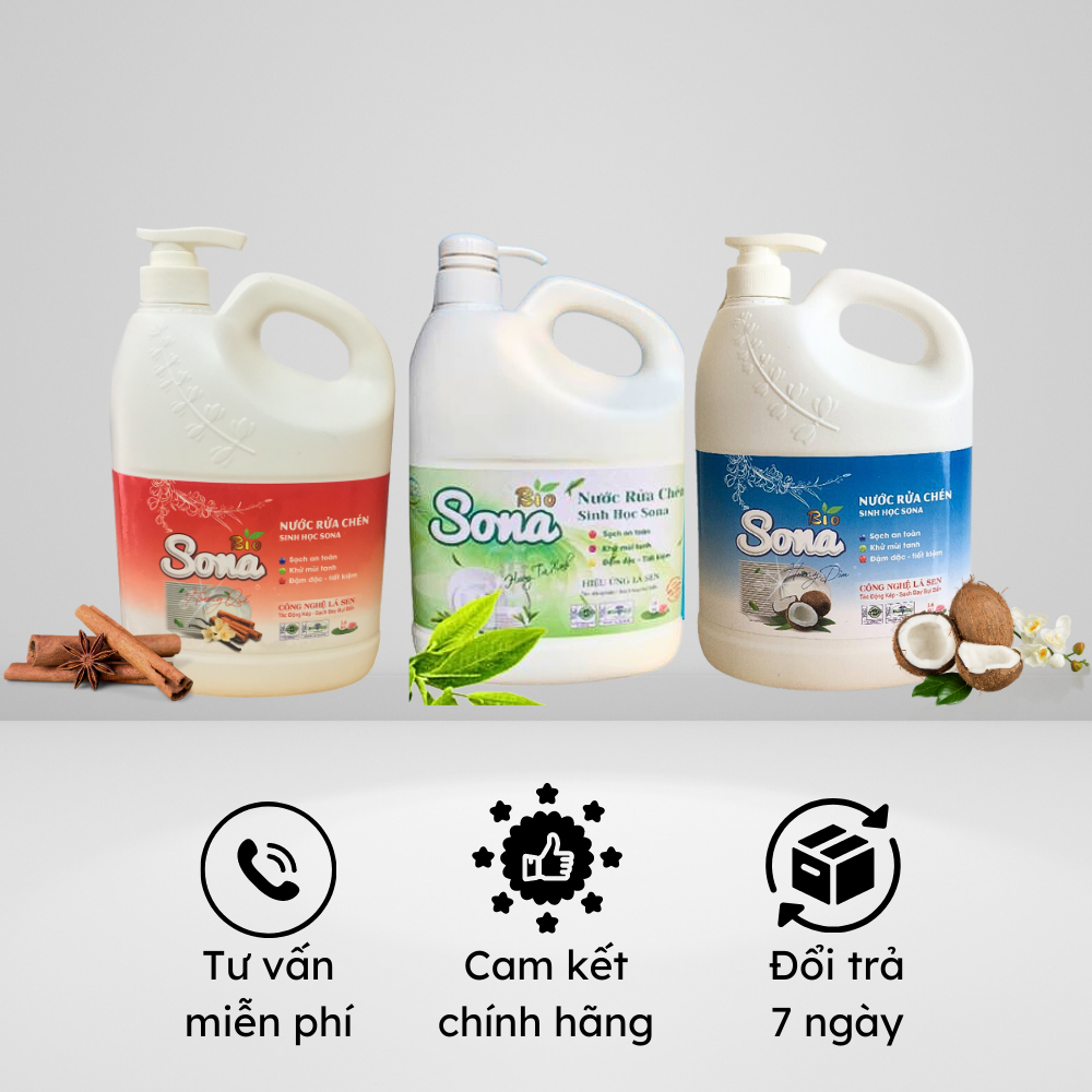 Nước rửa chén bát hương quế Sona 1,6kg siêu đậm đặc diệt khuẩn 99.9% sạch nhanh tiết kiệm nước
