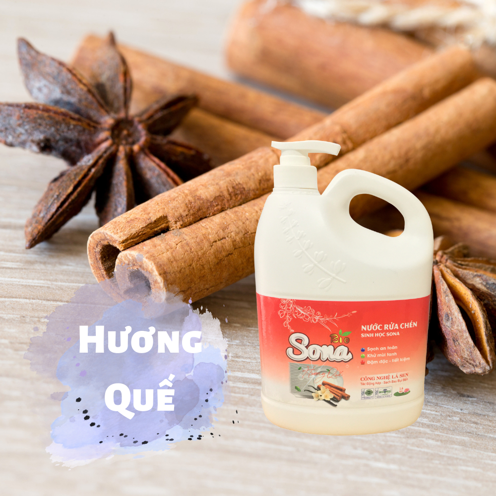 Nước rửa chén bát hương quế Sona 1,6kg siêu đậm đặc diệt khuẩn 99.9% sạch nhanh tiết kiệm nước