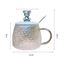 Cốc thủy tinh NẮP GẤU (G3) dễ thương 450ml có thìa - cốc đựng nước thủy tinh