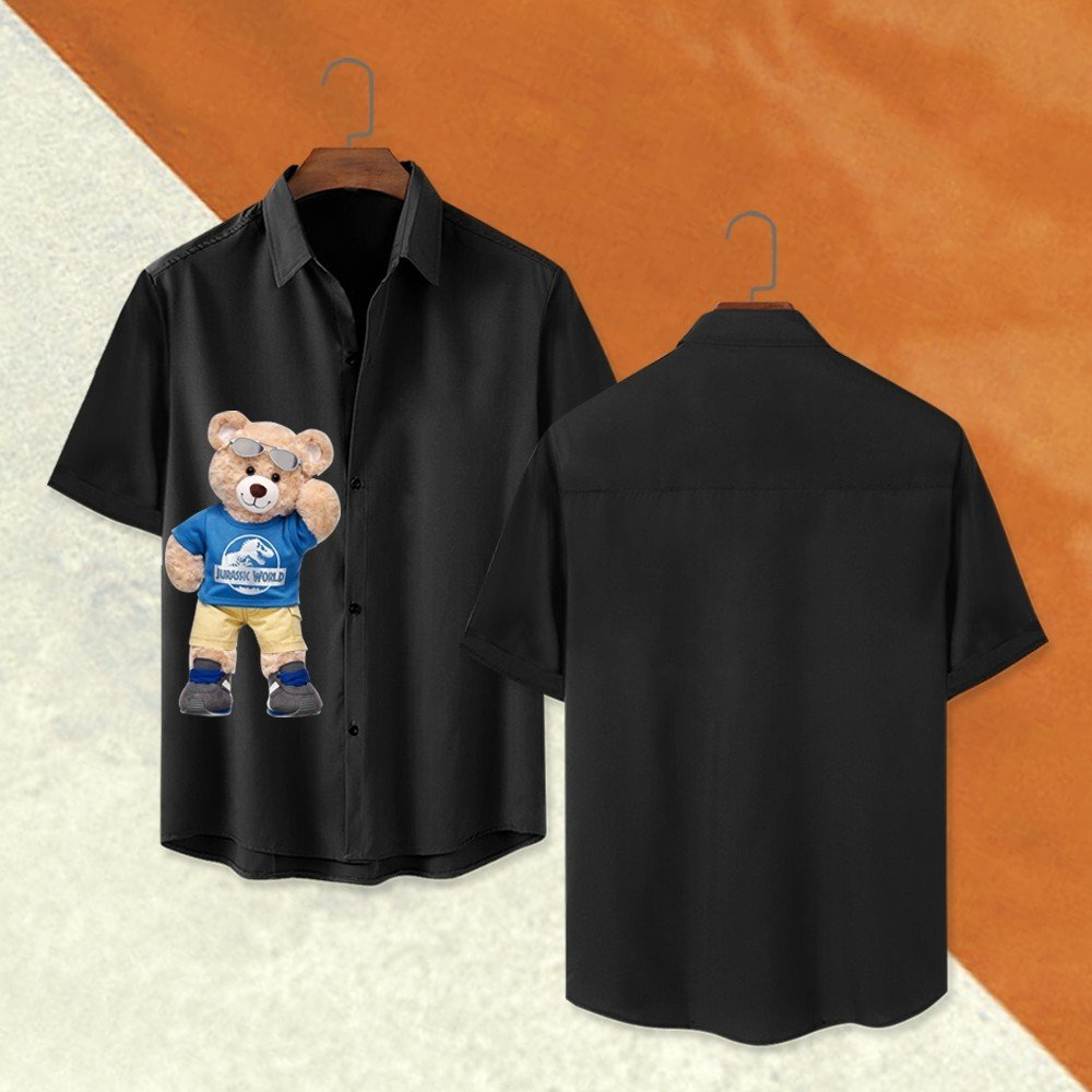 áo sơ mi  CỔ ĐỨNG màu ĐEN Tay Ngắn Thời Trang Unisex Vải Lụa Chéo