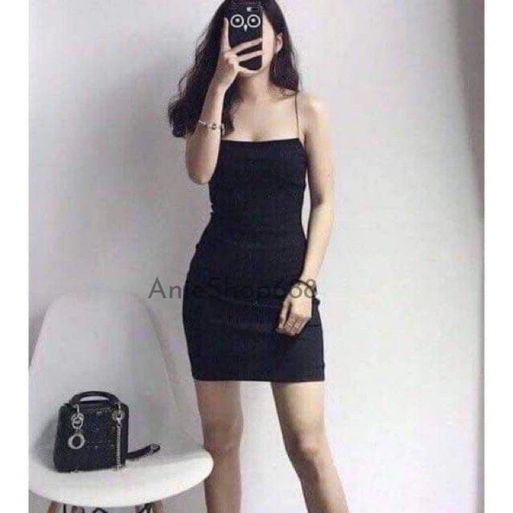 Váy body 2 dây sợi bún, đầm ôm body siêu tôn dáng sexy, vải co giãn, mặc đi chơi, dự tiệc siêu xinh ANIESHOP688
