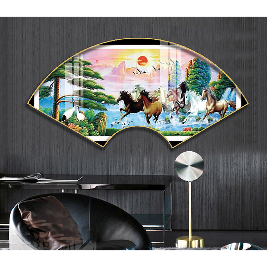 Tranh Quạt Treo Tường Tráng Gương Cao Cấp Mã Đáo Thành Công